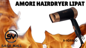 Amori Folding HairDryer A-HD5500 Original Pengering Rambut Lipat Professional Blow Dryer Hair Dry Blower Alat Kecantikan Travelling Hair Styling Quick Drying Hemat Listrik 800 Watt Laz COD Bisa Bayar di Tempat