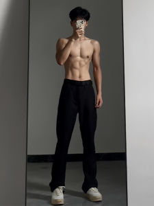 American Vibe Pure Black Slim Fit Straight Leg Jeans Mens Cleanfit High Street Style Casual Youthful Summer Jeans