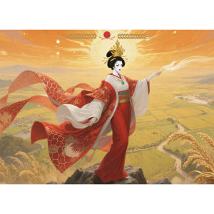 500 1000 1200 2000pcs Jigsaw Puzzle Amaterasu Japanese Sun Goddess Flowing Robes And Golden Rice Fields For Adults Home Decor