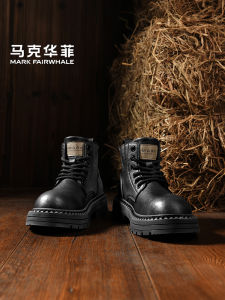 Mark Fairwhale Mens Martin Boots Motorcycle Style Thick Bottom Heightening Mountain Climbing Boots Knight Black Spring New