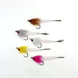 3/5pcs 4# Lifelike 3D Fish Eyes Mylar Minnow Flies Flash Tube Baitfish Streamer Fly Bass Trout Salmon Pike Fishing Lures