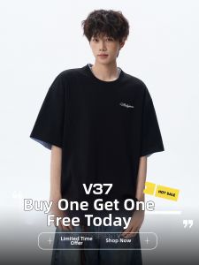 V37 | Retro Plaid Splice Mens T-shirt Short Sleeve