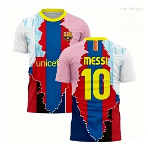 Men Summer Outdoor Messi No.10 Football T-shirt Short Sleeve Fashion Oversized Athletic Daily Tops Kids Clothes Boys