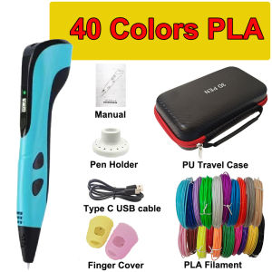 3D Pen 3D Printing Pen for Children 40 Colors 1.75mm PLA Filament DIY Drawing Birthday Christmas Gifts for Kids with Travel Case
