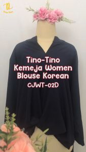 CJWT-02D TINO TINO WOMEN BLOUSE KOREAN TOP LONG SLEEVES DRAPERY BOTTOM / KEMEJA WANITA POLOS LENGAN PANJANG KASUAL