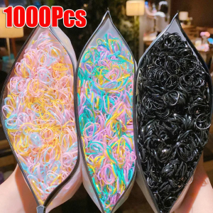 1000Pcs Colorful Disposable Rubber Bands Children Elastic Hair Ties Ponytail Holder Hair Bands for Girls Kids Hair Accessories