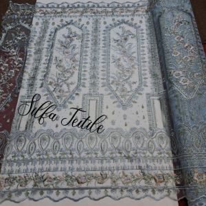 Bahan Kain Tile Bordir Mutiara Korea (Harga Per 0.5 Meter)