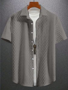 Mens Summer Short Sleeve Shirt Casual Comfortable Button-Up Floral Print Versatile Stylish Collared Leisure Wear 2025