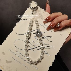 Luxurious Pearl Beaded Handbag Chain Short Lanyard Phone Car Key Holder Fashionable Mobile Phone Accessories Jewelry