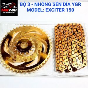 Nhông Sên dĩa Exciter 150 - 155 YGR Bộ 3 Nhông Xích chất lượng cao lắp xe hãng Ya