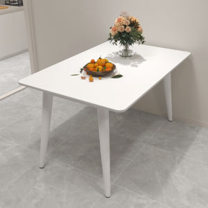 Cream Style Pure White Stone Plate Dining Tables and Chairs Set For Home Small Apartment Modern Minimalist Rectangular Dining Table