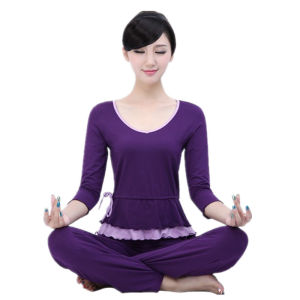 ชุดโยคะทรงสลิมฟิต ผ้าโมดอล กระโปรงสั้นทรงสี่เหลี่ยมสำหรับเต้นรำ ชุดเต้นรำ ชุดโยคะ ชุดออกกำลังกาย ผ้าฝ้ายโมดอล กระโปรงสั้น แขนยาว ฤดูใบไม้ผลิและฤดูร้อน