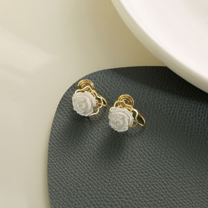 Vintage Thanh Lịch Hoa Hồng Pháp Thiết Kế Earclip Cho Nữ Mềm Mại Ngọt Ngào Cao Cấp Cảm Giác Hợp Kim Bạc Mạ Vàng Phụ Kiện Trang Sức
