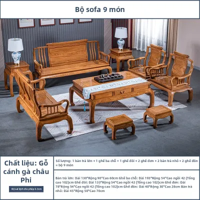 XIANMINGYUAN | Bộ Sofa Gỗ Mun Trắc Đầy Đủ Phong Cách Trung Quốc Mới