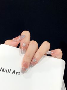Handmade Nail Art Blue Cats Eye Flashing Zircon Snowflake Diamond Nail Stickers White Enhancing High End UV Nail Art