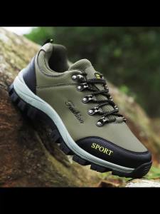 Men outdoor hiking shoes mountaineering sports shoes lace-up hiking outdoor comfortable non-slip thick-soled mountain shoes 46