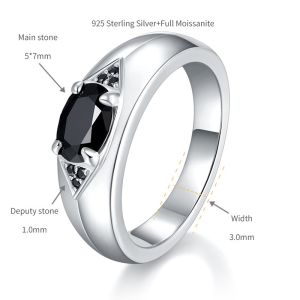 Apaison 5*7 mm 1ct Black Moissanite Rings For Women D Color VVS1 Fine Jewelry 925 Sterling Silver Wedding Ring black moissanite jewelry