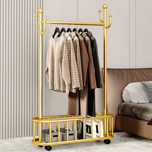 ตู้เสื้อผ้าแบบเคลื่อนที่ได้สำหรับใช้ในบ้าน รูปตัว S พร้อมล้อสำหรับใช้ในบ้านและสวน ที่แขวนเสื้อแบบตั้งได้ ขนาดเล็ก สีขาว