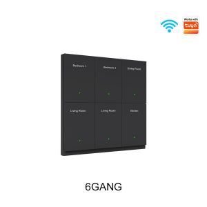 Manhot WiFi DIY Name Switch with Display Screen 1-8 Gang Push Button Panel Light Switch Works with Tuya App Alexa Google Home
