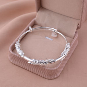925 Sterling Silver Floral Bracelet Womens Fashion Jewelry Simple Ring Design Young Style Hand Accessory Elegant Luxury