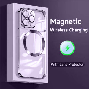 เคสสำหรับไอโฟน Magsafe ร่วมกับป้องกันเลนส์กล้อง 360 องศา สำหรับ iPhone 14 Pro Max, 14 Pro, 14 Plus, 14 และเคสใส, เคสกันกระแทก, เคสTPUนิ่มใส, เคสiPhone และเคสซิลิโคลน