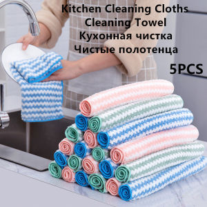 Microfiber Towel Absorbent Kitchen Cleaning Cloths Non-stick Oil Dish Towel Rags Napkins Tableware Household Cleaning Towel Tool