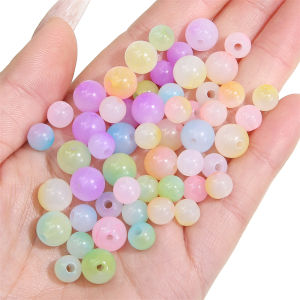 30/50pcs 8/10mm Charm Acrylic Jelly Double Color Round Beads Loose Spacer Beads For Handmade Bracelet Necklace Earring Keychain DIY Craft Jewelry Making Accessories