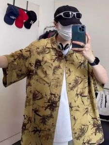 New Chinese Style Floral Shirt Mens Summer Thin Loose Casual Large Size Short Sleeve Shirt Special Big Code Casual Wear