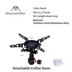 Mountainhiker | Mountainhiker Outdoor Camping High Power Gas Stove Black Silver Coffee Burner Adjustable Portable Cooking Stove Survival Furnace