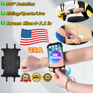Live Mobile Phone Holde Rotatable Wristband Phone Holder for 4-6.5 Inch Smartphones Riding Hiking Biking Running Equipment Universal Outdoor Sports Fitness Phone Holder Armband Wrist Case Gym Running Arm Band Phone Bag for Xiaomi Huawei iPhone Samsung
