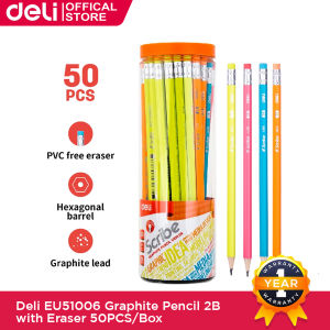 Deli 50Pcs 2B High Quality Popular Writing And Painting Pencil Color Bucket Hb Rubber Tip EU51006