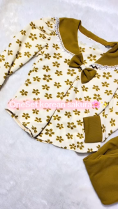 One Set Floral Korea Anak Perempuan Usia 1-12 Tahun Bahan Japan Linen Premium Setelan Bunga Stylish