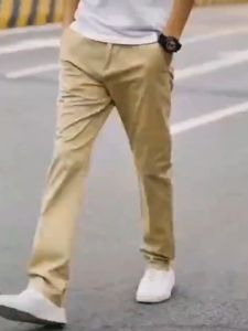 Classic style Cool silk cotton fabric Suit pants Plain Business Casual Straight pants