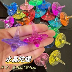 Crystal Gyro Toy Kids Transparent Puzzle Small Spinning Top Gifts for Boys and Girls Elementary School Student Hands-on Rotate Gyro