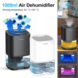 เครื่องลดความชื้นสำหรับบ้าน1ลิตรแทงค์น้ำใหญ่ลดความชื้นพร้อมเครื่องลดความชื้นแบบเงียบๆตัวกรองอากาศแสง RGB ปิดอัตโนมัติสำหรับโฮมออฟฟิศ