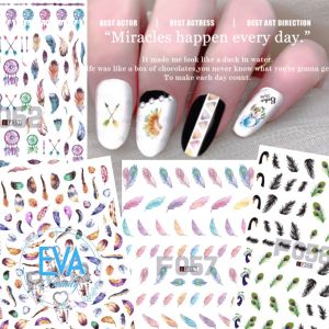 Decal Dán Móng Tay 3D Nail Sticker Hoạ Tiết Lông Vũ Rainbow Feathers F052 / F053 / F057 / F058