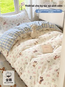 Nanjiren | Bộ Đồ Chăn Ga Gối Cotton cho Sinh Viên 3 Món