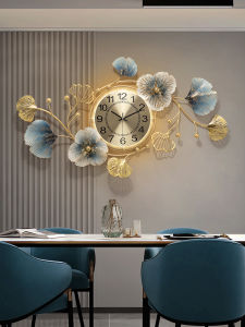 Benedict New Chinese Style Wall Clock Living Room Decorative Hanging Clock Metal Disk Sun Core Battery Powered Home Decor