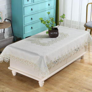 Elegant European Lace Rectangular Tablecloth for Living Room Tea Table round Table Dustproof Cover Pure Color Home Textile