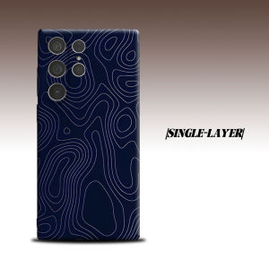 Navy Contour Lines For Samsung Galaxy S26 S25 S24 A56 A36 Dual Layer Luxury Fashion Full Lens Protective Case