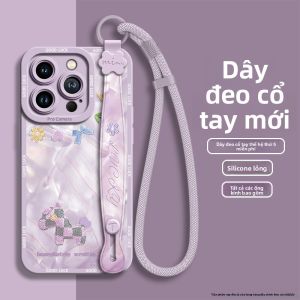 Ốp lưng GGUU cho iPhone 16 Promax Macaron bằng silicon chống rơi có dây đeo cổ tay
