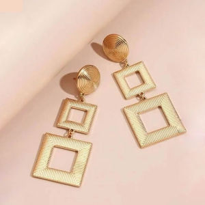Her Lab Jewelry | Châu Âu và Thời Trang Mỹ Bông tai hình học đơn giản phóng đại hợp kim kết cấu của phụ nữ bông tai kim loại cá nhân hóa Bông tai