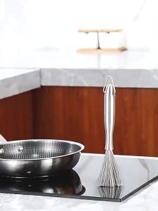 Sikat Wajan Bahan Stainless Steel Sikat Pembersih Panci dengan Gagang Panjang Sikat Lidi Besi Sikat Wajan Panci Dapur Serabut Besi