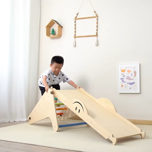 [SG SELLER] Foldable Rainbow Kid Baby Climbing Toys Indoor Gym Wooden Montessori Climbing Set Adjustable Height Triangle