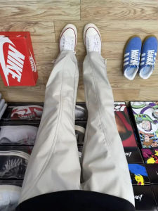 กางเกงกีฬาลำลองทรงตรงสำหรับผู้ชาย ทรงหลวม แห้งเร็ว ทรงหลวม ทรงหลวม สไตล์อเมริกัน กางเกงขายาวทรงตรงสำหรับฤดูร้อน