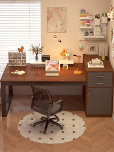 ZHUOHE | Home Office Study Writing Desk with Drawers and Bookcase