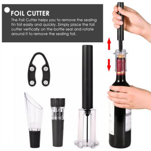 จัดส่งภายใน 2 วัน ชุดเครื่องดื่มไวน์4ชิ้นกล่องของขวัญปั๊มลมที่เปิดขวดรวมถึงจุกสูญญากาศชุดเปิดไวน์และเครื่องมือ Pourer