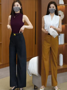 Fashionable High Waist Wide Leg Pants Womens Loose Straight Casual Long Trousers Professional Suit Style Summer New Arrival