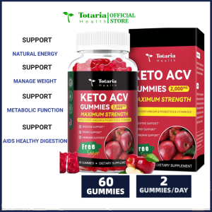 Totaria Apple Cider Vinegar Gummies 2000MG ACV for Weight Loss Detox & Cleanse Keto-Friendly Vegan with Vitamin B12 Beet Root & Pomegranate Gluten-Free
