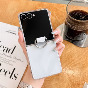 Soft Silicone with Ring Phone Case for Samsung Galaxy Z Flip 7 6 5 4 Flip5 Flip6 Flip7 FE Hinge All Inclusive Protection Cover